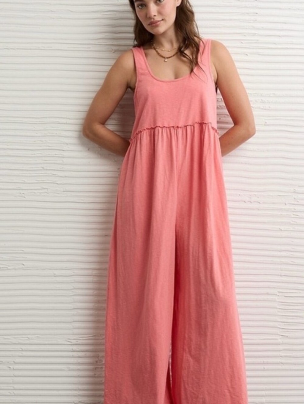 American Eagle Baby Blue Wide-Leg Jumpsuit